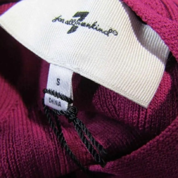 7 For All Mankind Women's US S Open Back Knit Top Raspberry NWT - Picture 5 of 5